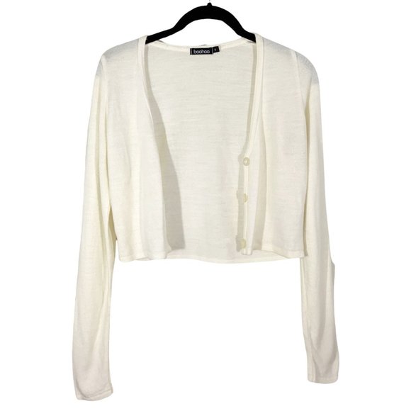 Boohoo Sweaters - Cute Cream Button Down Cardigan